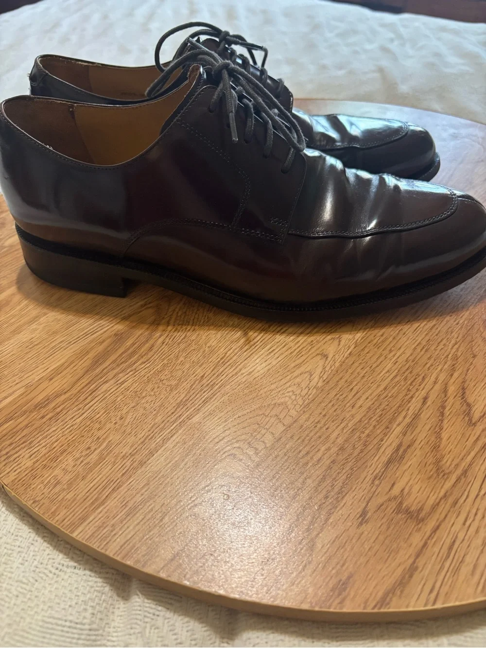 Cole Haan Dark Brown Leather Apron-Toe Oxfords